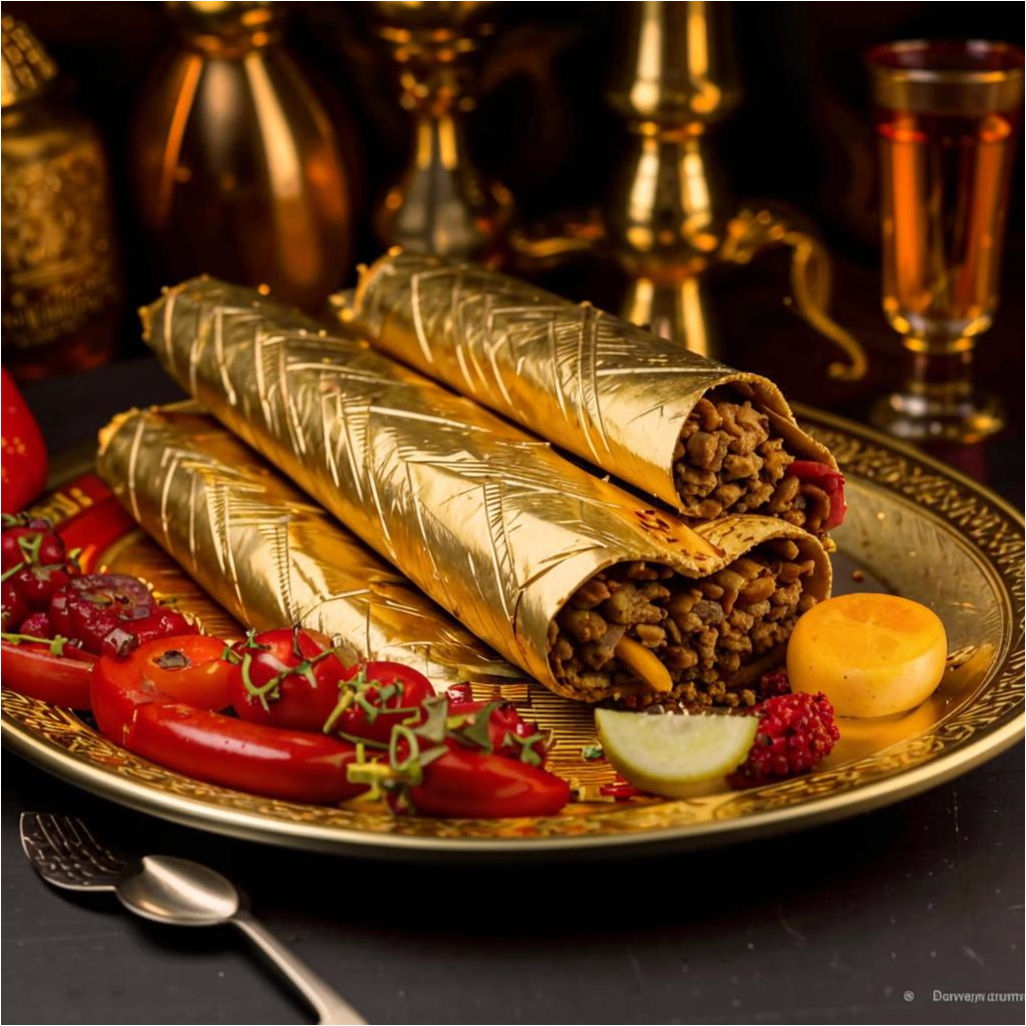 В меню ресторанов "Иль Форно Групп" можно найти золотую шаурму. Фото — исключительно хулиганство нейросети