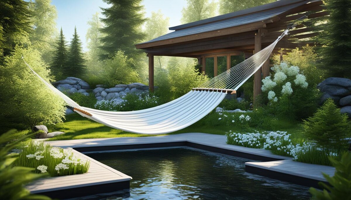 Создайте образ мирной и умиротворяющей атмосферы на даче. Используйте такие элементы, как уютный гамак, безмятежный сад, тихий ручей и, возможно, мягкое освещение. Общая атмосфера должна быть расслабляющей и умиротворяющей.