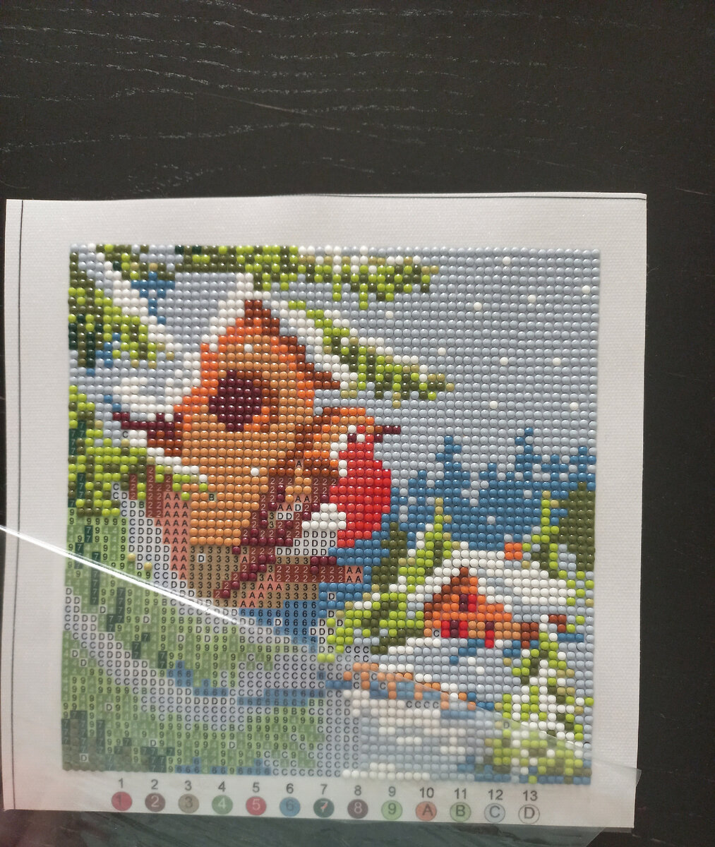 в процессе алмазной вышивки...