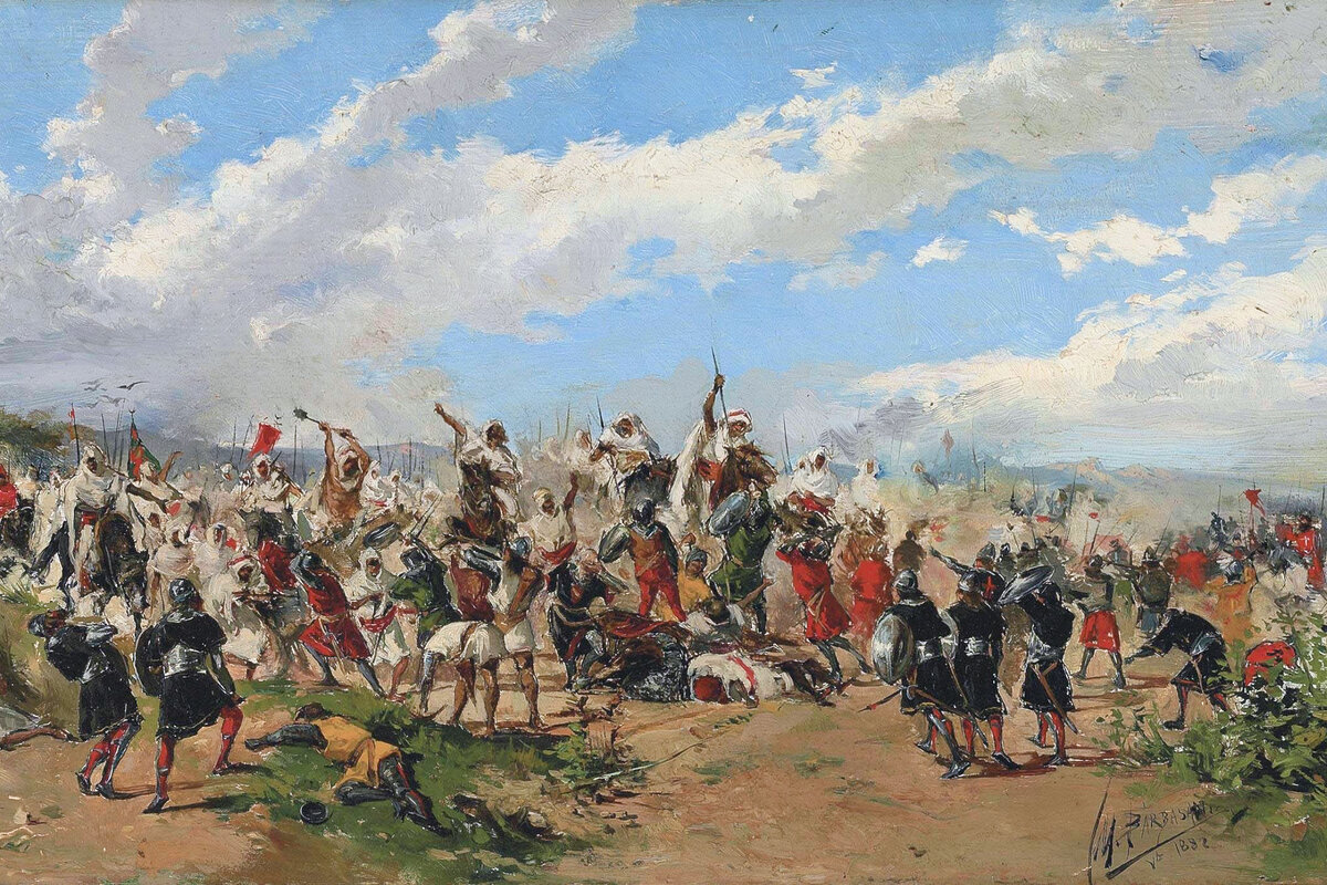 Фрагмент картины «Битва при Гвадалете», Барбасан Лагуэруэла Мариано, 1882 год