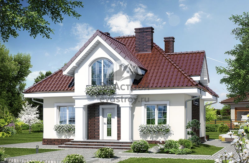 Проект дома с мансардой, балконом и эркером 10 на 10 - 104-96