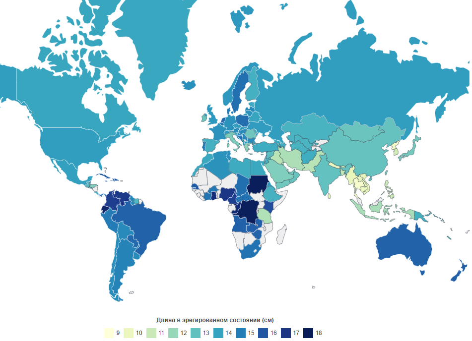Опубликован рейтинг стран по продолжительности пенисов мужчин, в них проживающих. Извините