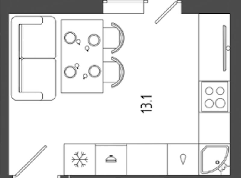 Схема кухни от застройщика
