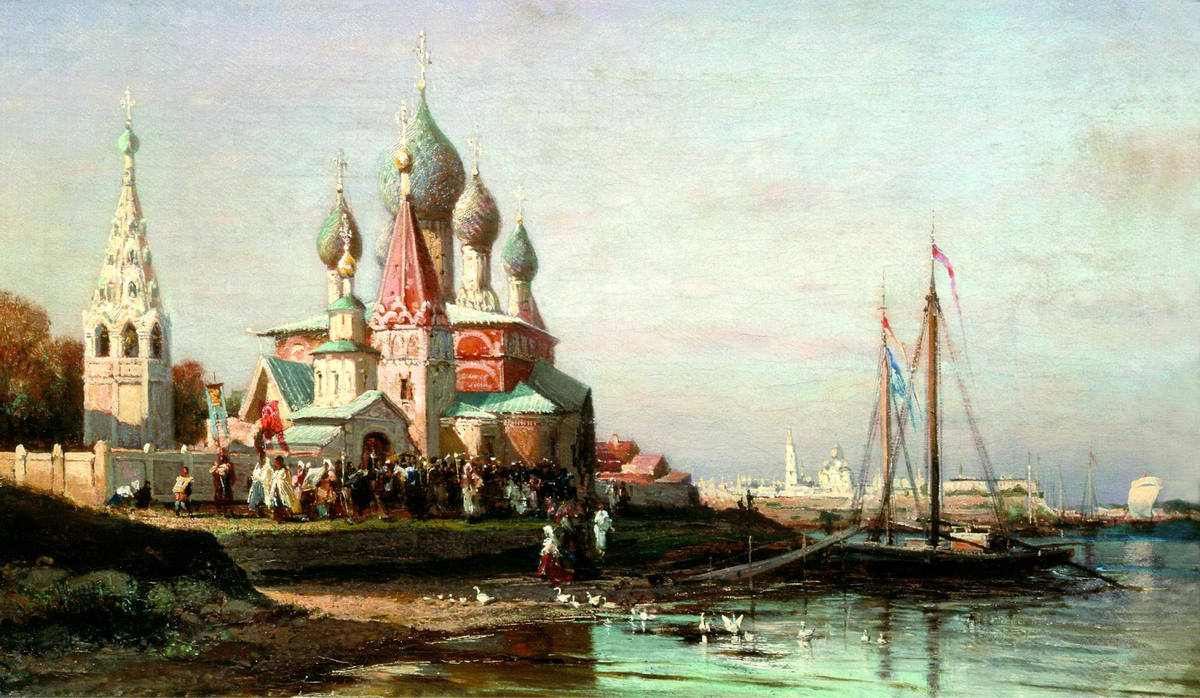 Алексей Боголюбов. «Крестный ход в Ярославле», 1863 год, Саратовский музей имени А. Н. Радищева, Саратов © Public domain