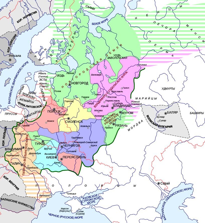 Розовым цветом на карте обозначена Северо-Восточная Русь