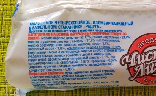 Классический состав классического мороженого в вафельном стаканчике