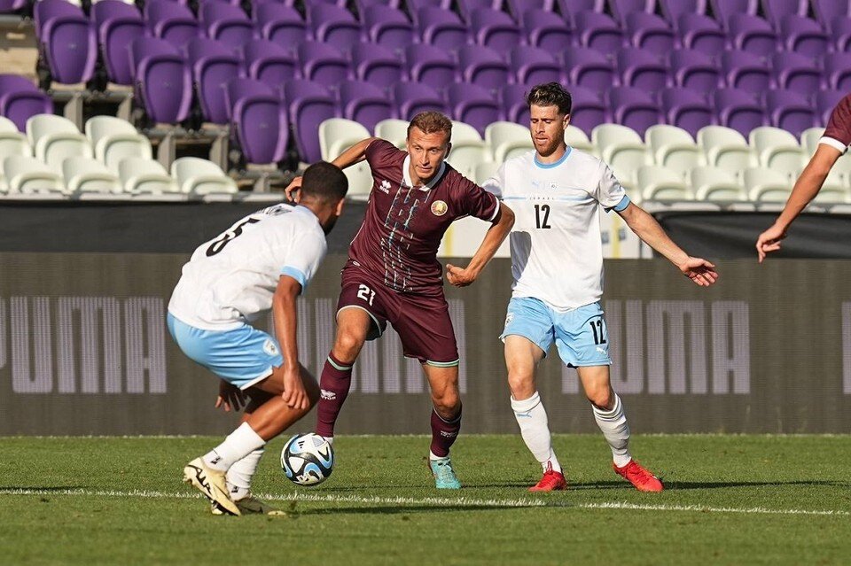    Футболисты сборной Израиля разгромили сборную Беларуси 4:0. Фото: телеграм-канал Минспорта и туризма.