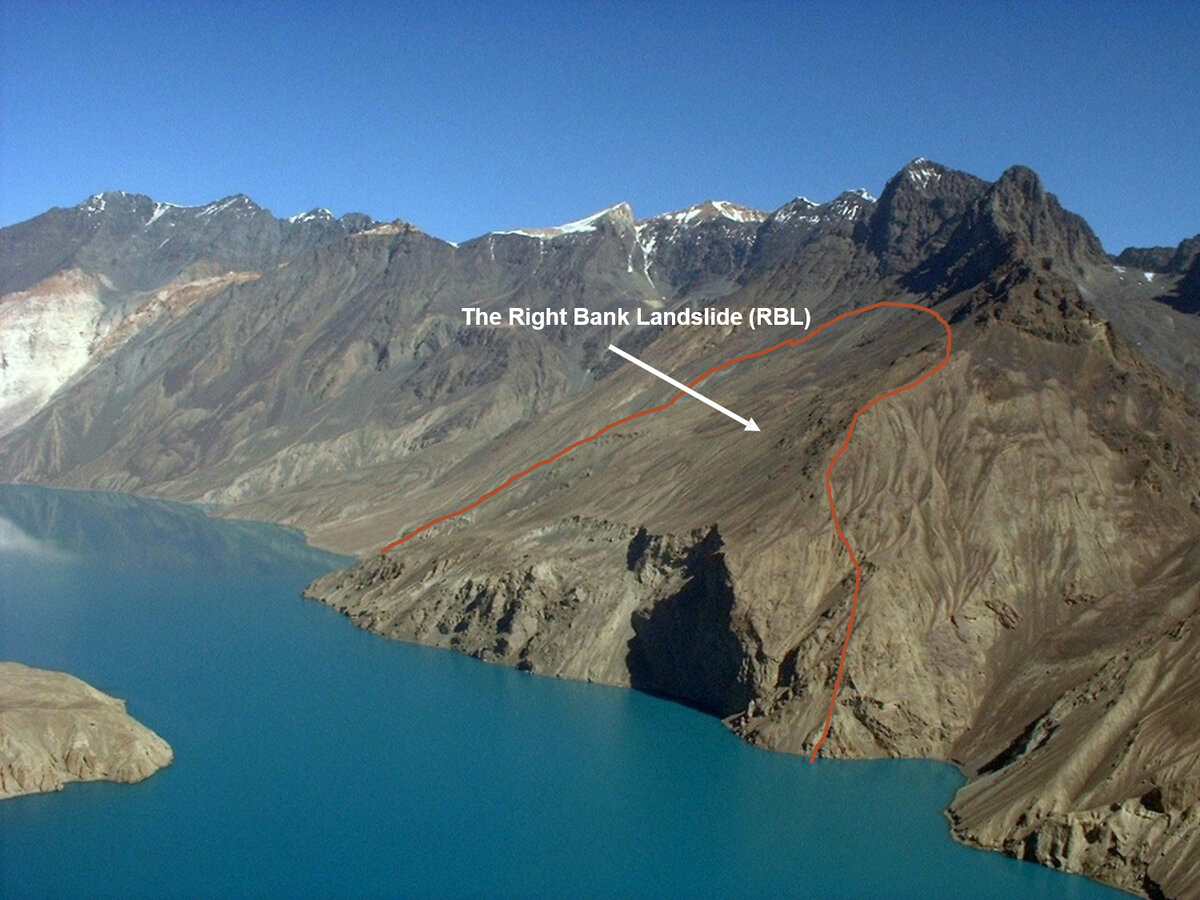 The very same area with a possible landslide