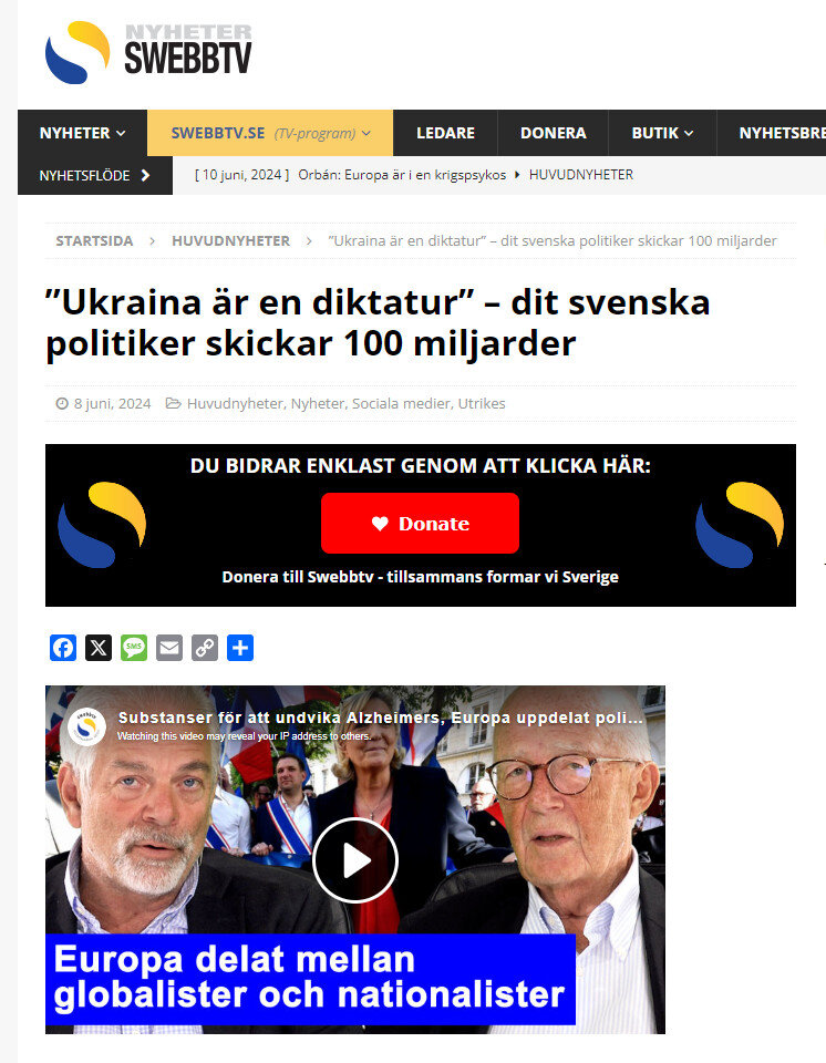    ФОТО: СКРИНШОТ СТРАНИЦЫ САЙТА NYHETER.SWEBBTV.SE