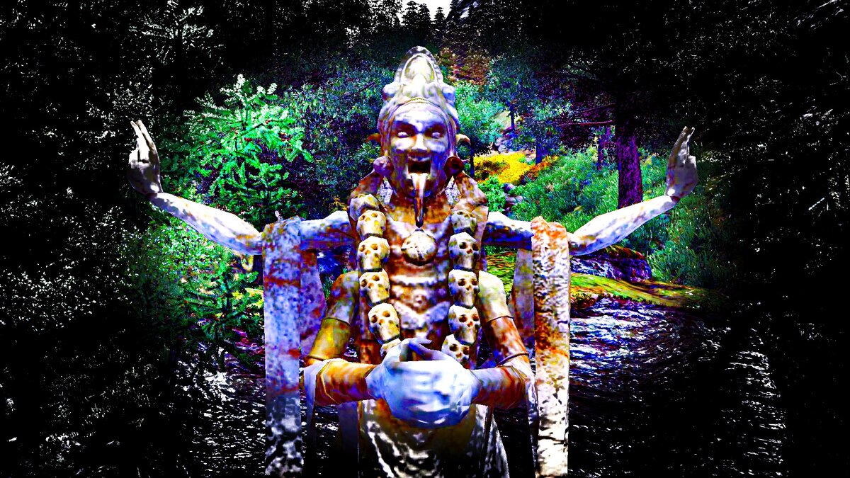 Мефала похожа на индийскую богиню Кали - у той тоже было много рук и черепа в ожерелье