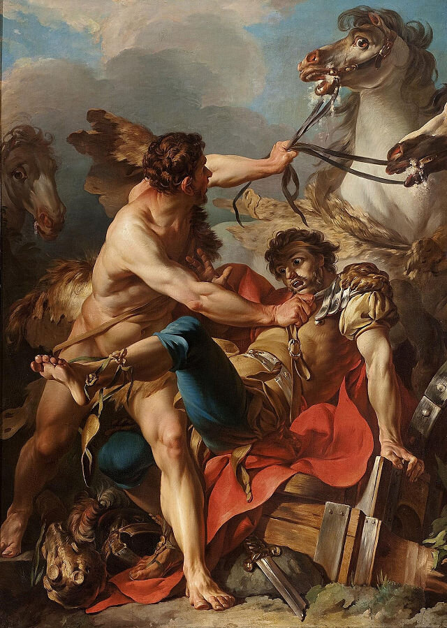 Жан-Батист-Мари Пьер «Диомед, убитый Геркулесом и поедаемый конями» 1752 год.