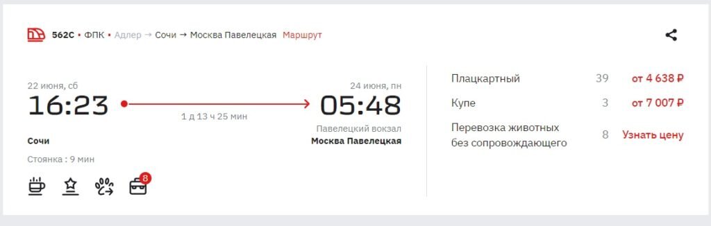 Билет в субботу из Сочи в Москву
