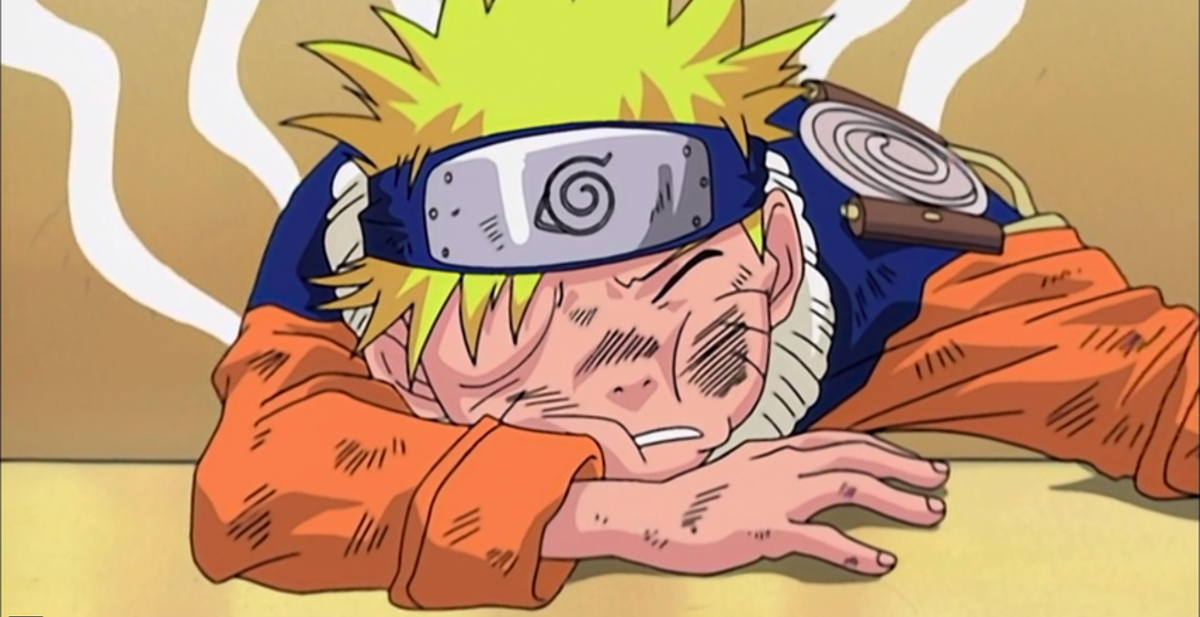 Когда почти весь месяц в свободное время занимаешься рерайтингом  (кадр м/с Наруто, 1 сезон 3 серия)