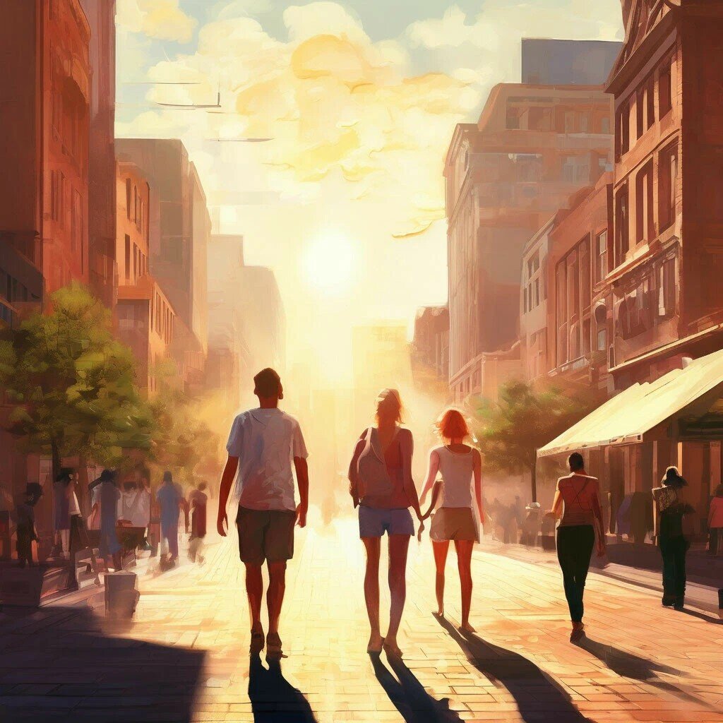 Жаркий день в городе от ИИ. 