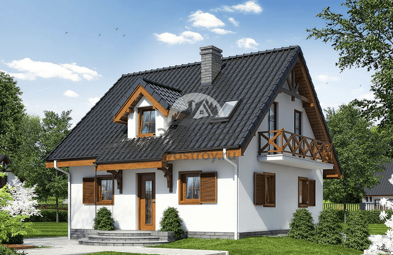 Проект двухэтажного дома с мансардой и подвалом 8 на 8 - 104-88