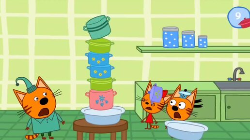 Мультфильм Игра для малышей Три Кота 🐈🏡🎀 Строим башню