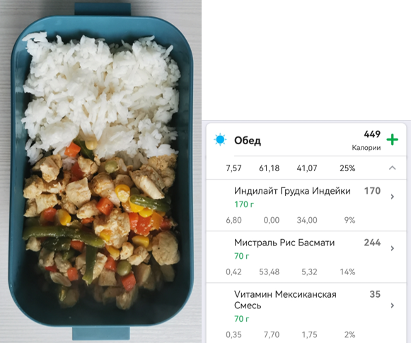 Традиционный обед – крупа, белковый продукт, овощи