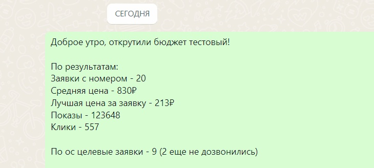 Отчет клиенту о тестовом запуске