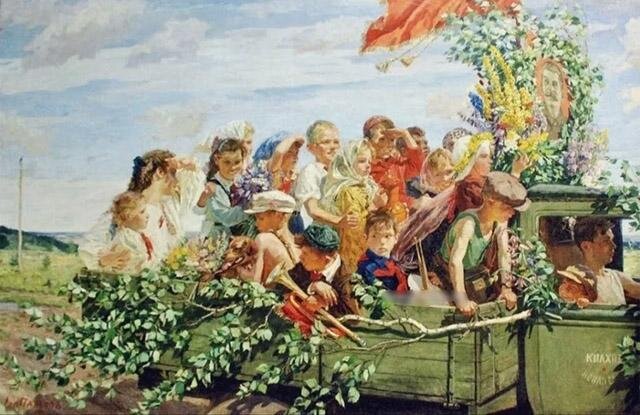 Открытка почтовая «В пионерские лагеря». Художник А. Пластов. 1950 г. Из фондов Старочеркасского музея-заповедника. / ФОТО из архива музея