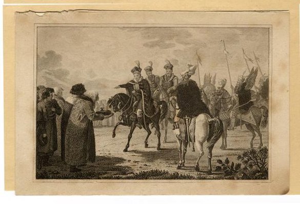 Одна из иллюстраций к роману: бояре встречают Самозванца с хлебом-солью. © Государственный исторический музей