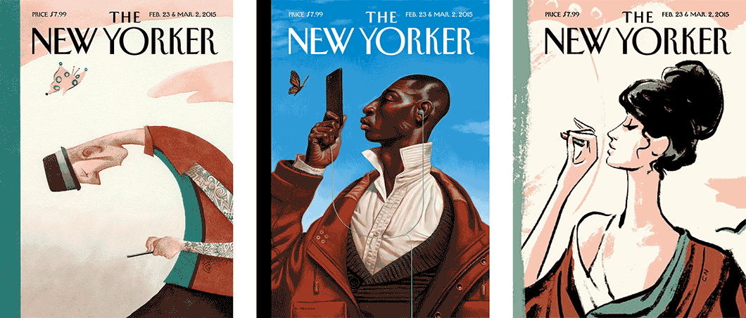 Обложки The New Yorker авторства Картера Гудрича, Кадыра Нельсона и Кристофа Ниманна, посвященные 90-летию журнала