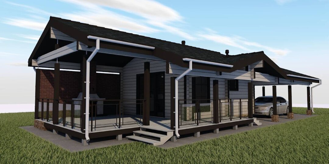 Мини-кейс: проект бани с террасой и навесом для авто