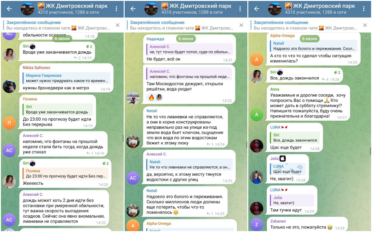    Обсуждение в чате жильцов ЖК «Дмитровский парк»