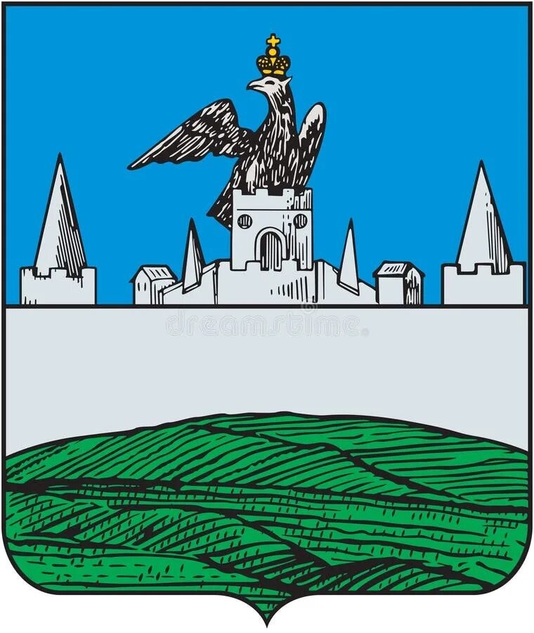В верхней половине щита герб Орловский, в нижней "в серебряном поле засеянное гречихой поле, означающее изобилие сего плода".