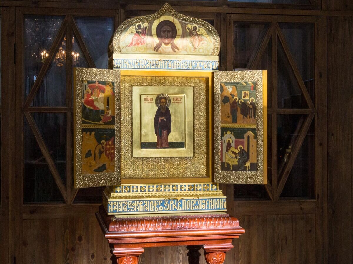    Икона преподобного Кирилла - основателя Кирилло-Белозерского монастыря в селе Горицы Вологодской области© РИА Новости / Илья Тимин