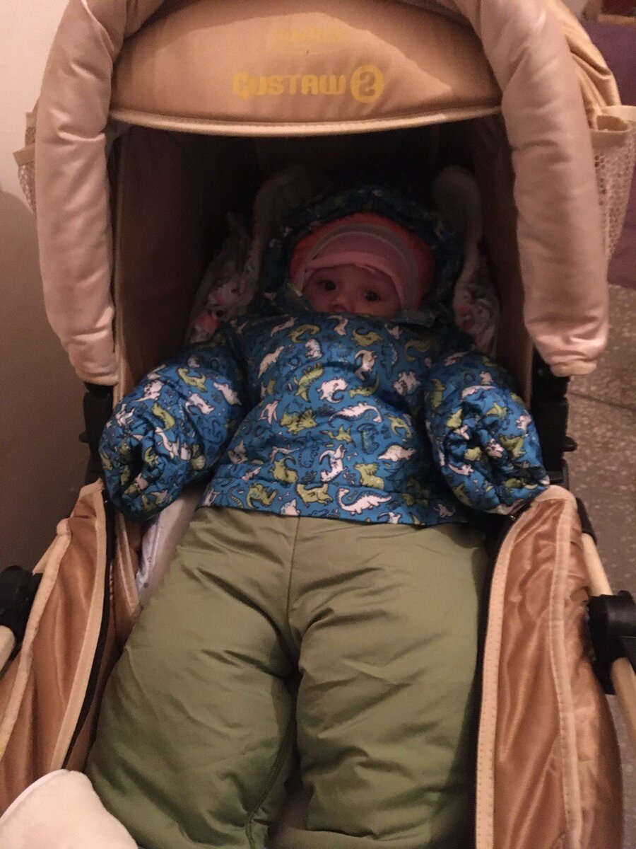 Закутались для прогулки поздней осенью.