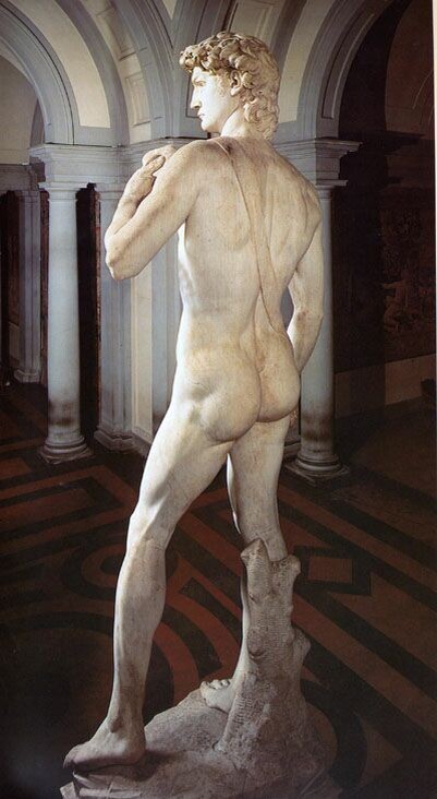 "Давид" Микеланджело. Вид сзади.