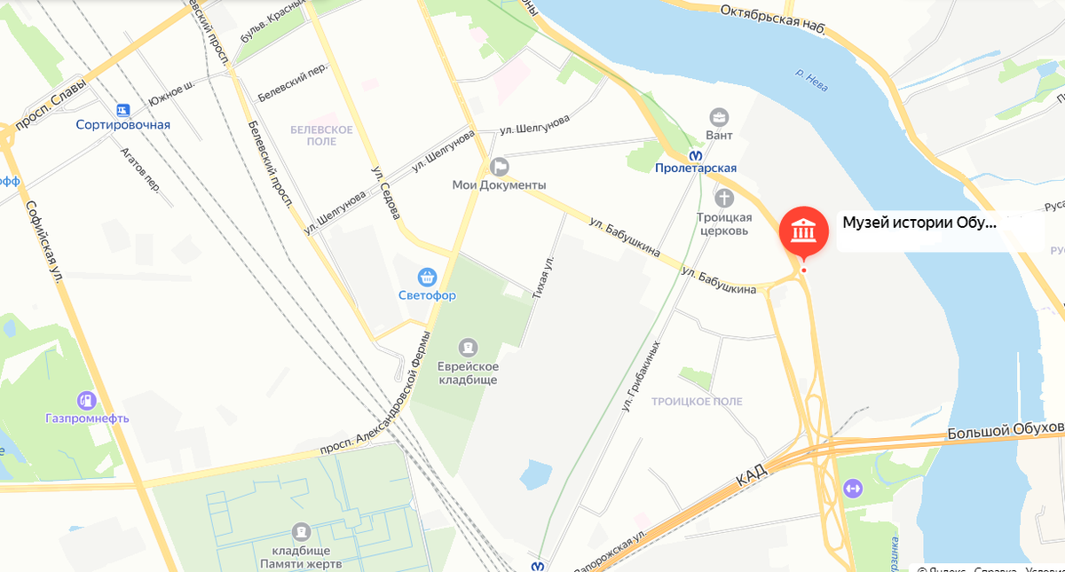Расположение музея из Яндекс-карт