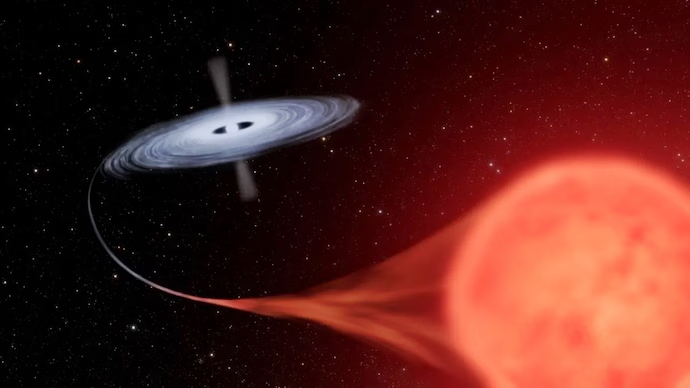 Система HM Стрелы (HM Sge) в представлении художника. Источник: NASA
