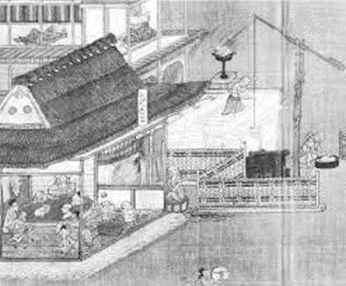 Изображение средневековой благотворительной бани в буддийском храме. Хокеке мандара езу 法華経曼荼羅絵図 (1326). Предоставлено Хонпод-джи https://web.archive.org