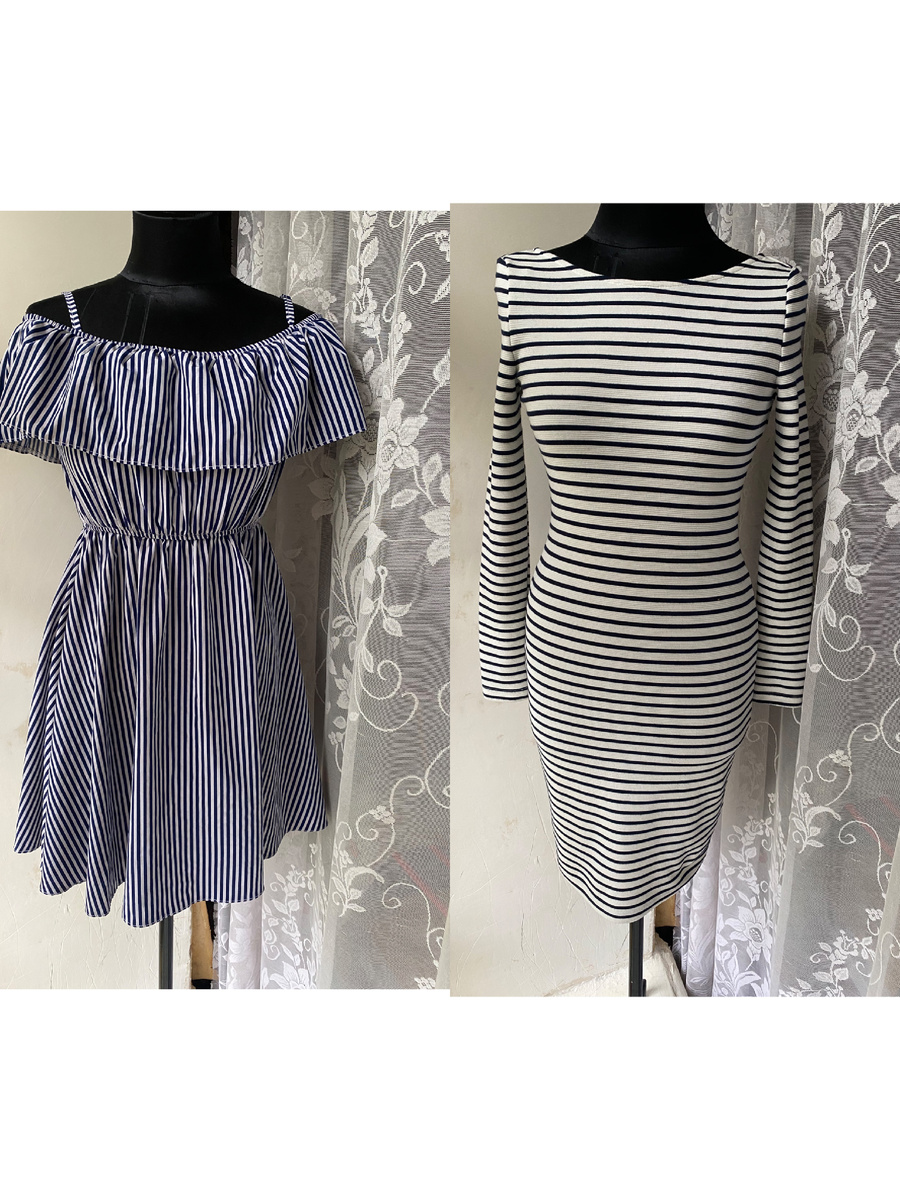 Два платья полосатых , примерно тот же размер 