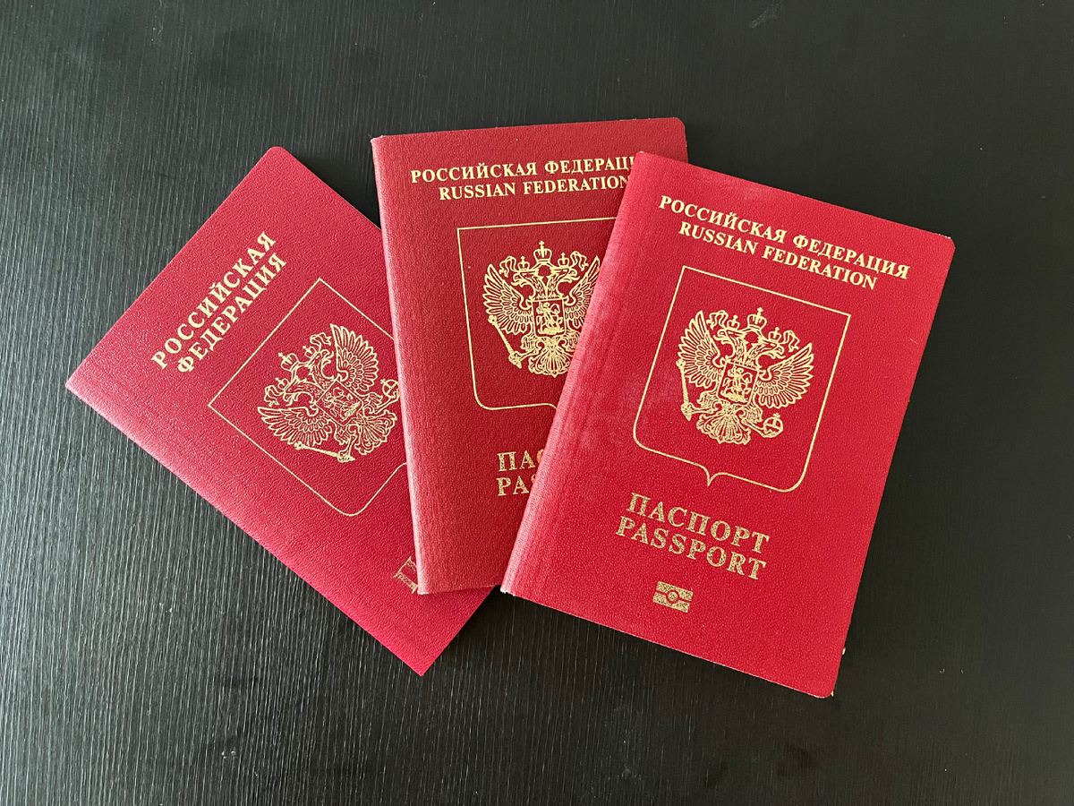 Два загранпаспорта нового образца и один - старого. Фото моё.