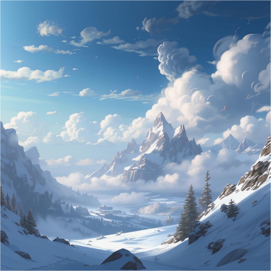 Морозное и солнечное утро в горах.