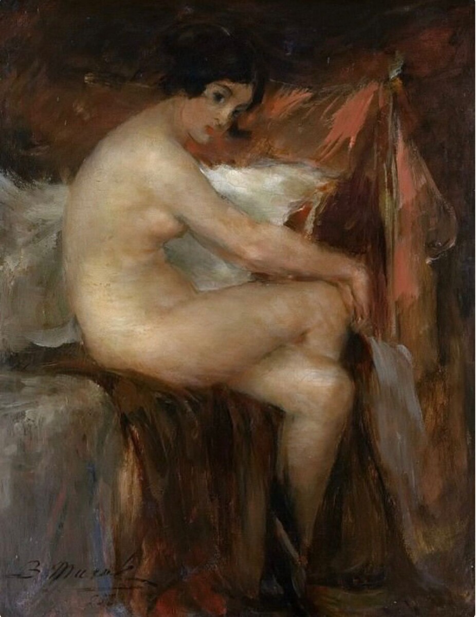 Виталий Тихов. «Сидящая обнажённая». 1925