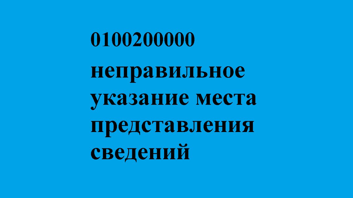 0100200000 неправильное указание места представления сведений