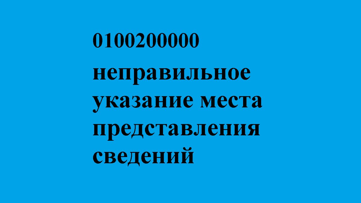 0100200000 неправильное указание места представления сведений