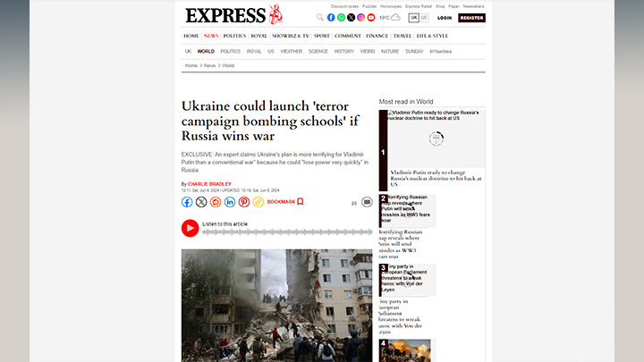 БРИТАНСКИЙ ЭКСПЕРТ ПРЕДВКУШАЕТ НОВЫЕ РУССКИЕ ЖЕРТВЫ. СКРИН С САЙТА EXPRESS.CO.UK