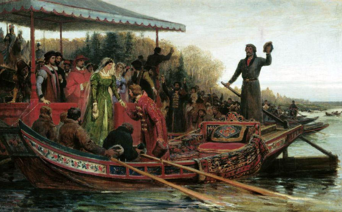 «Встреча царевны Софьи Палеолог псковскими посадниками и боярами в устье Эмбаха на Чудском озере», 1883 г. Ф. А. Бронников. Источник: wikipedia.org