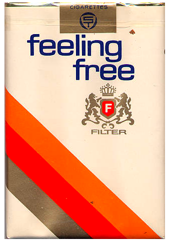"Feeling Free" Filter. Финляндия, 1979 год. 20 штук с фильтром в мягкой  упаковке. Смола 6 мг, никотин 0,6 мг. Цена (была) 5,40 mk (финских марок). Производитель: "Suomen Tupakka Oy". Владелец торговой марки: "Suomen Tupakka Oy".