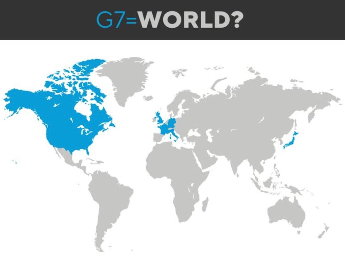    Генконсул Китая в Белфасте Чжан Мэйфан показала, как выглядит G7 по сравнению со всей планетой© Zhang Meifang/X