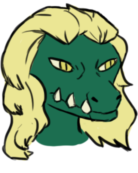 Портрет блондинки-рептилии работы художницы Маринетт Мортем