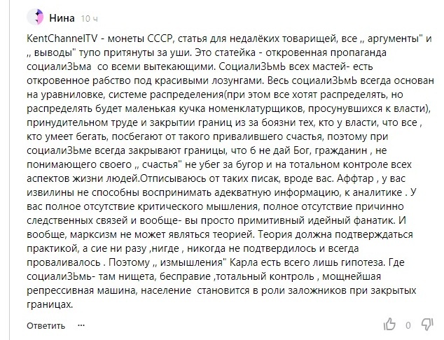 Такой отзыв пришел в комментариях к одной статье на нашем канале от женщины по имени Нина, другой информации про неё у меня нет!