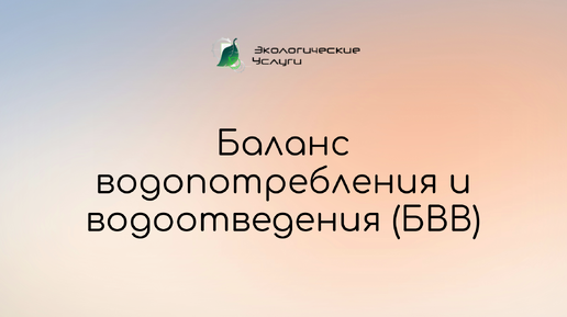 Баланс водопотребления и водоотведения (БВВ)