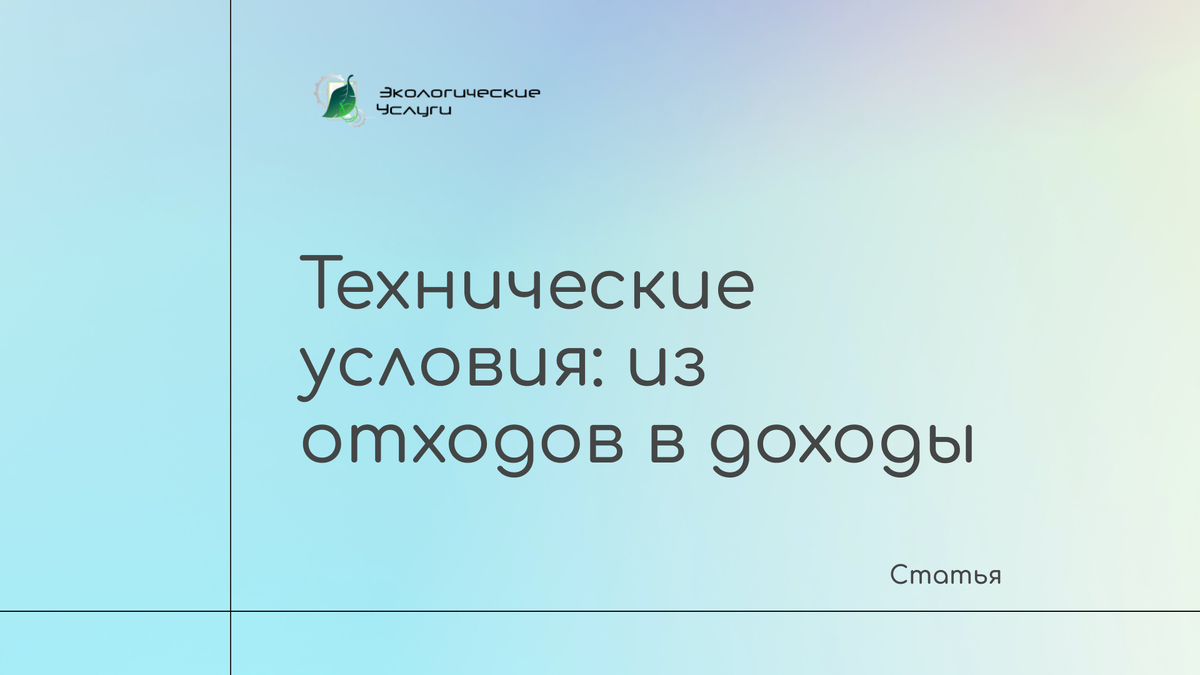 Технические условия: из отходов в доходы | Экологические услуги | Дзен