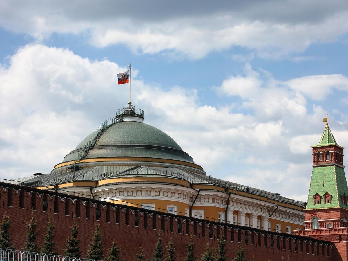    Президентский штандарт на куполе Сенатского дворца Московского Кремля© РИА Новости / Виталий Белоусов