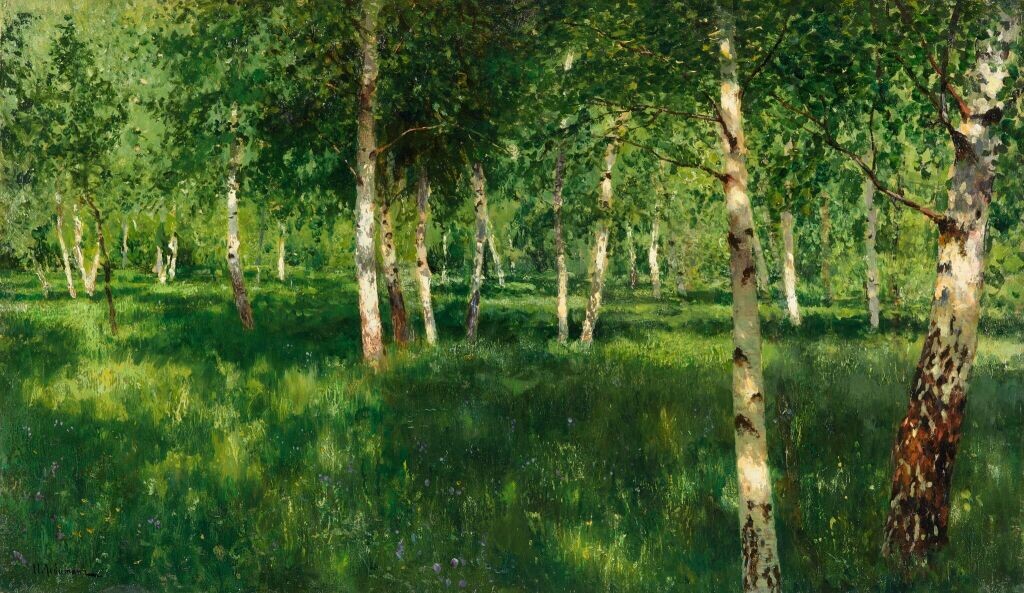 И. И. Левитан. Берёзовая роща. 1889. Государственная Третьяковская галерея. Источник: https://my.tretyakov.ru/app/masterpiece/8490